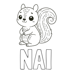 Online izdelana pobarvanka - Pobarvanka imena NAI in otroška pobarvanka veveričke