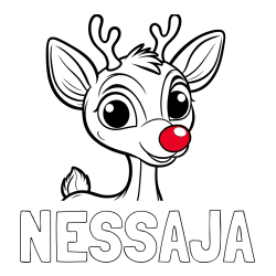 Online izdelana pobarvanka - Pobarvanka imena NESSAJA in pobarvanka ljubkega jelenčka Rudolfa