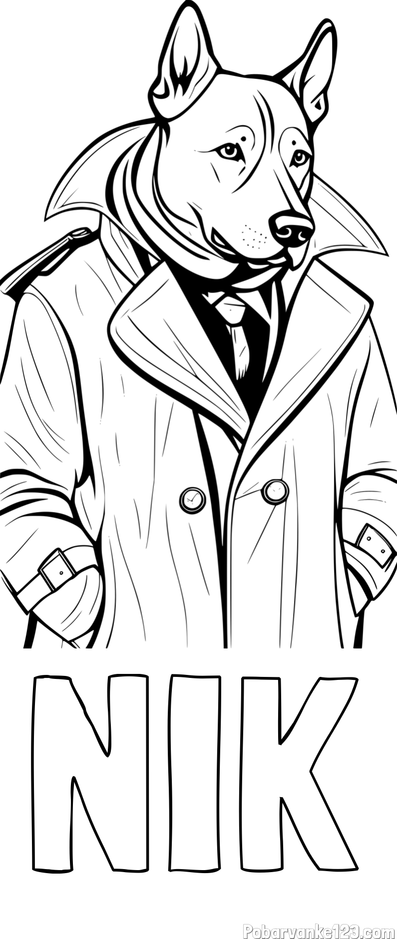 Pobarvanka imena NIK in pobarvanka kužka detektiva