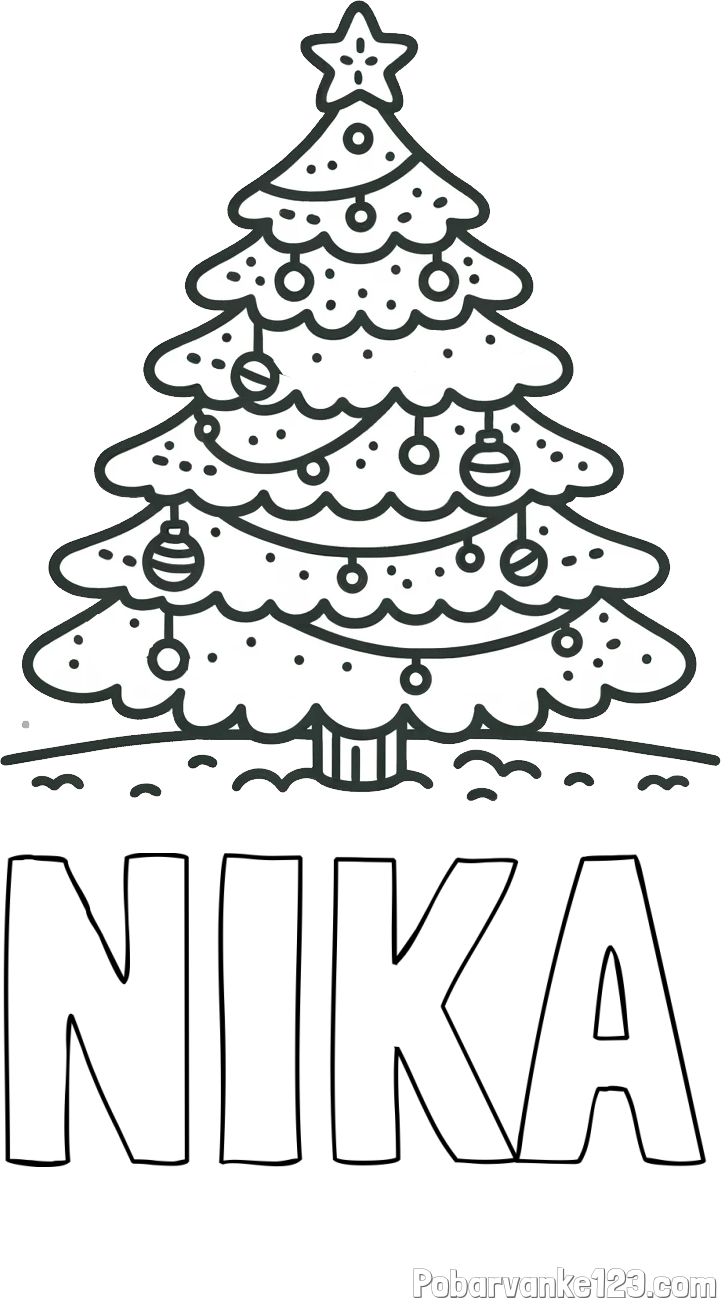 Pobarvanka imena NIKA in pobarvanka božičnega drevesa
