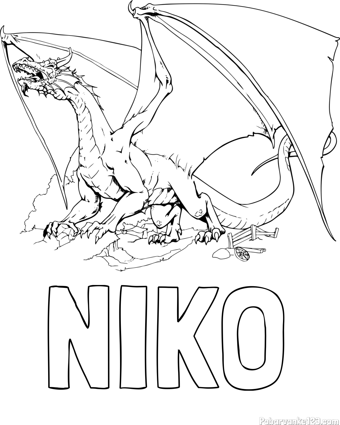 Pobarvanka imena NIKO in pobarvanka strašnega zmaja