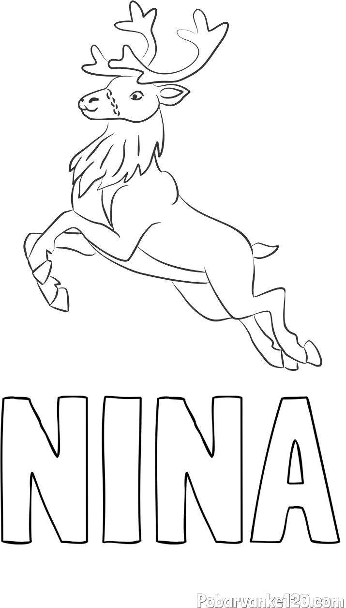 Pobarvanka imena NINA in pobarvanka jelenčka Rudolfa