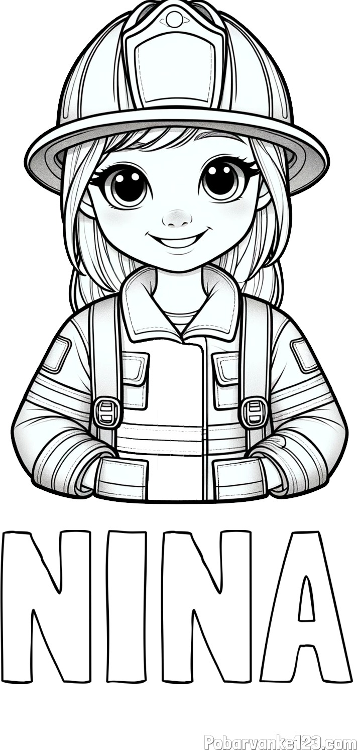 Pobarvanka imena NINA in pobarvanka ljubke gasilke