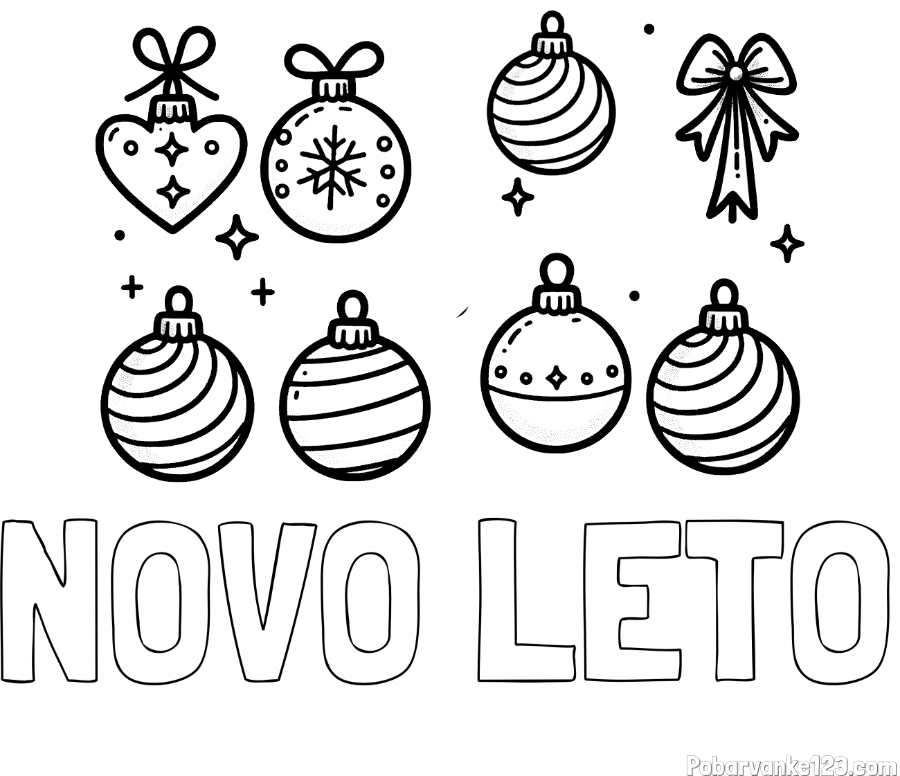 Pobarvanka imena NOVO LETO in pobarvanka božičnih okraskov za na smrečico