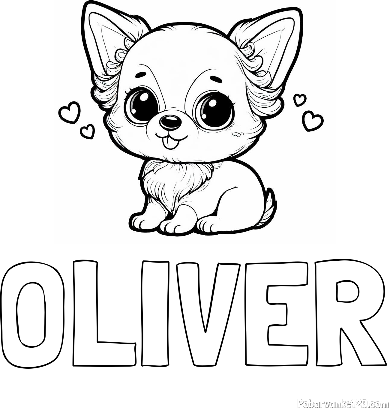 Pobarvanka imena OLIVER in pobarvanka čivave