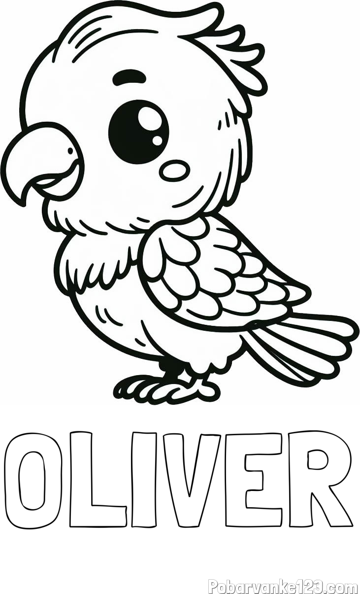 Pobarvanka imena OLIVER in pobarvanka ljubkega papagaja