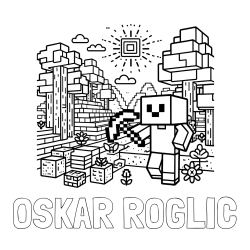 Online izdelana pobarvanka - Pobarvanka imena OSKAR ROGLIČ in pobarvanka Minecraft sveta