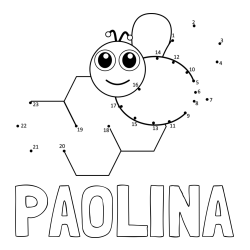 Online izdelana pobarvanka - Pobarvanka imena PAOLINA in pobarvanka čebelice in satja - poveži številke