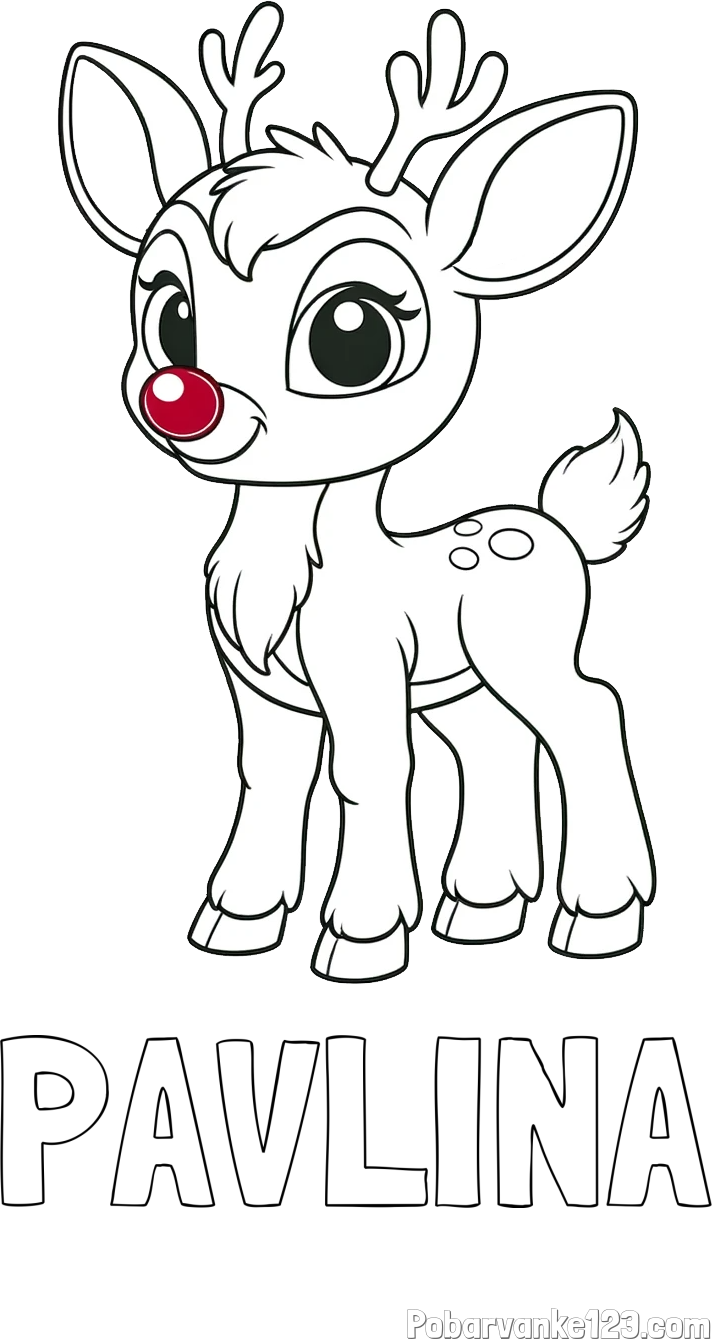 Pobarvanka imena PAVLINA in pobarvanka nasmejanega jelenčka Rudolfa