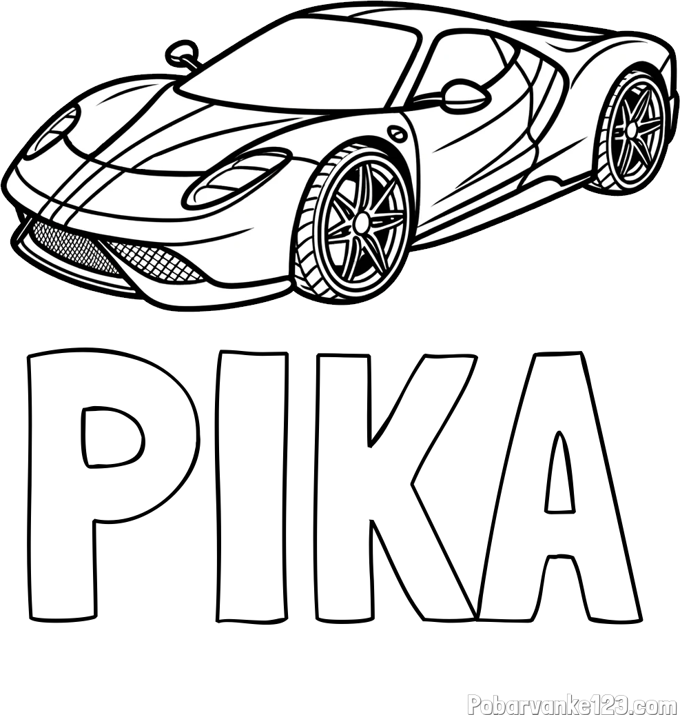 Pobarvanka imena PIKA in pobarvanka dirkalnega avtomobila