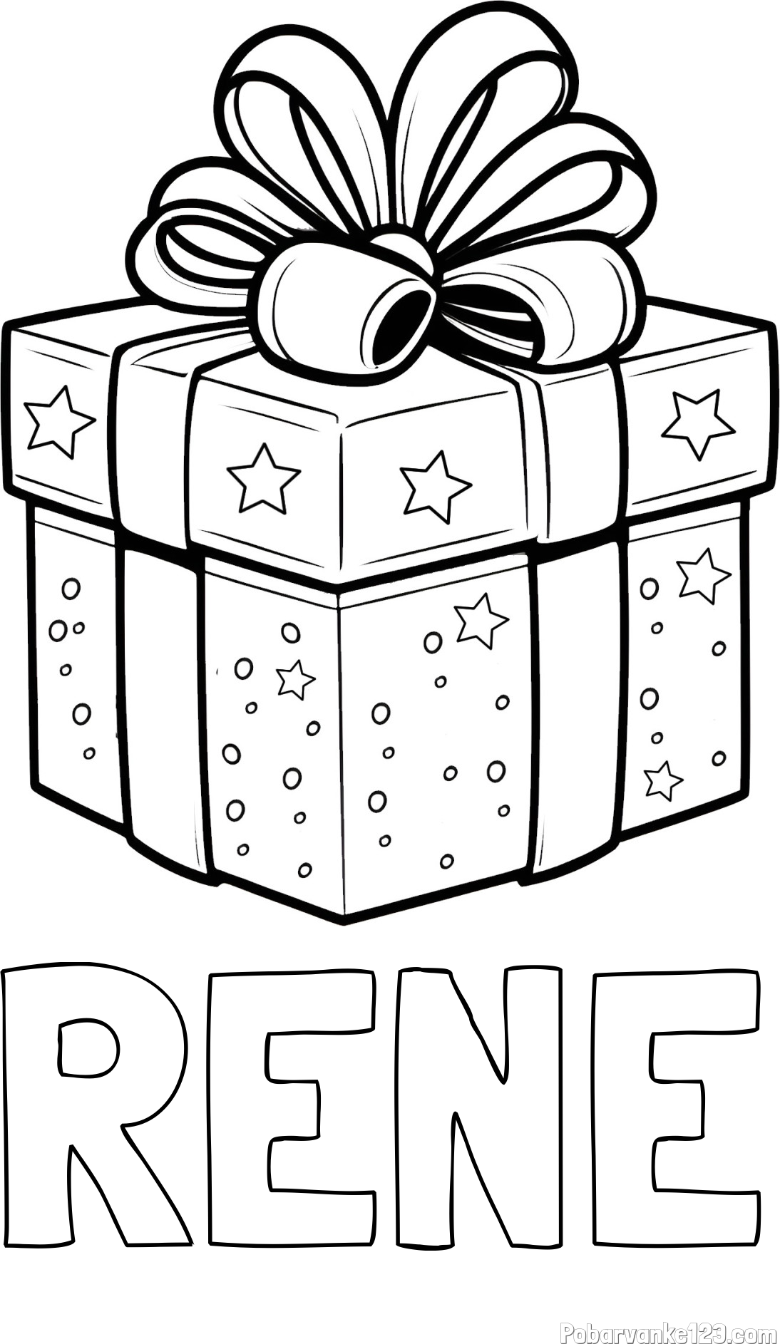 Pobarvanka imena RENE in pobarvanka božičnega darila