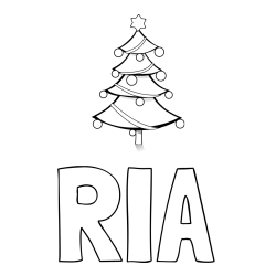 Online izdelana pobarvanka - Pobarvanka imena RIA in božična smreka