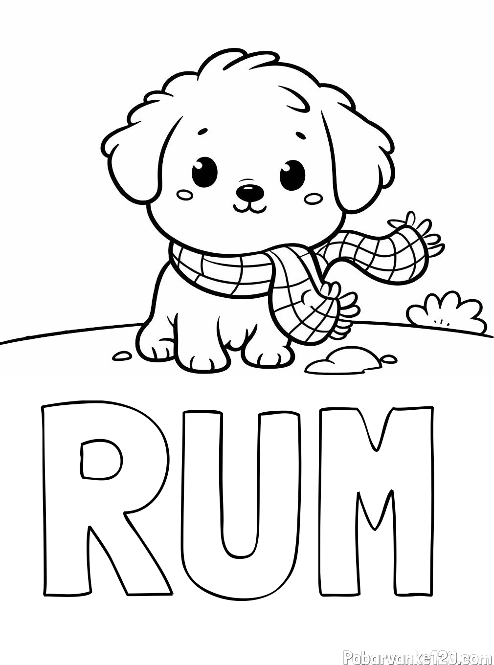 Pobarvanka imena RUM in pobarvanka prikupnega psička