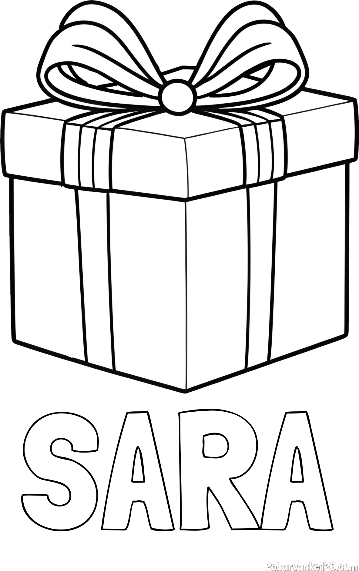 Pobarvanka imena SARA in pobarvanka darila s pentljo