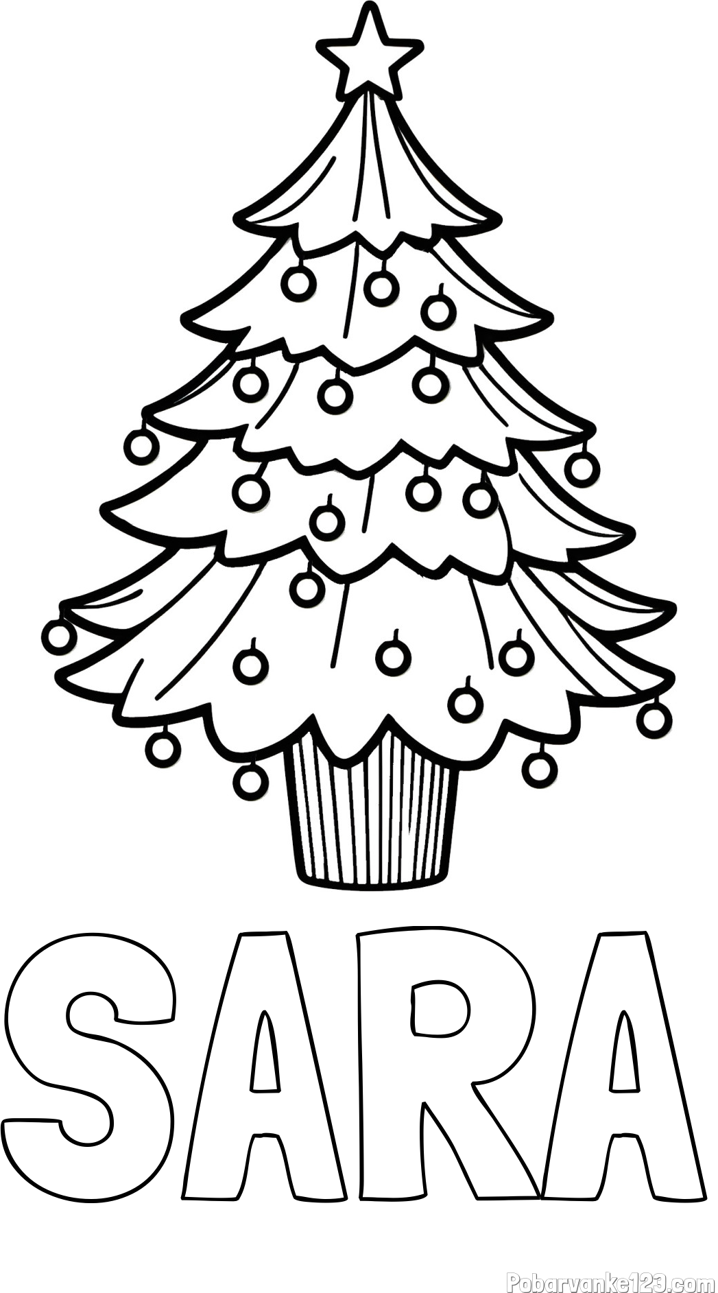 Pobarvanka imena SARA in pobarvanka preproste božične smreke