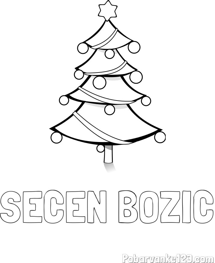 Pobarvanka imena SEČEN BOŽIČ in božična smreka