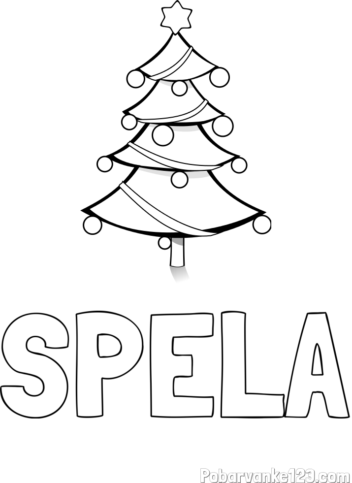 Pobarvanka imena ŠPELA in božična smreka
