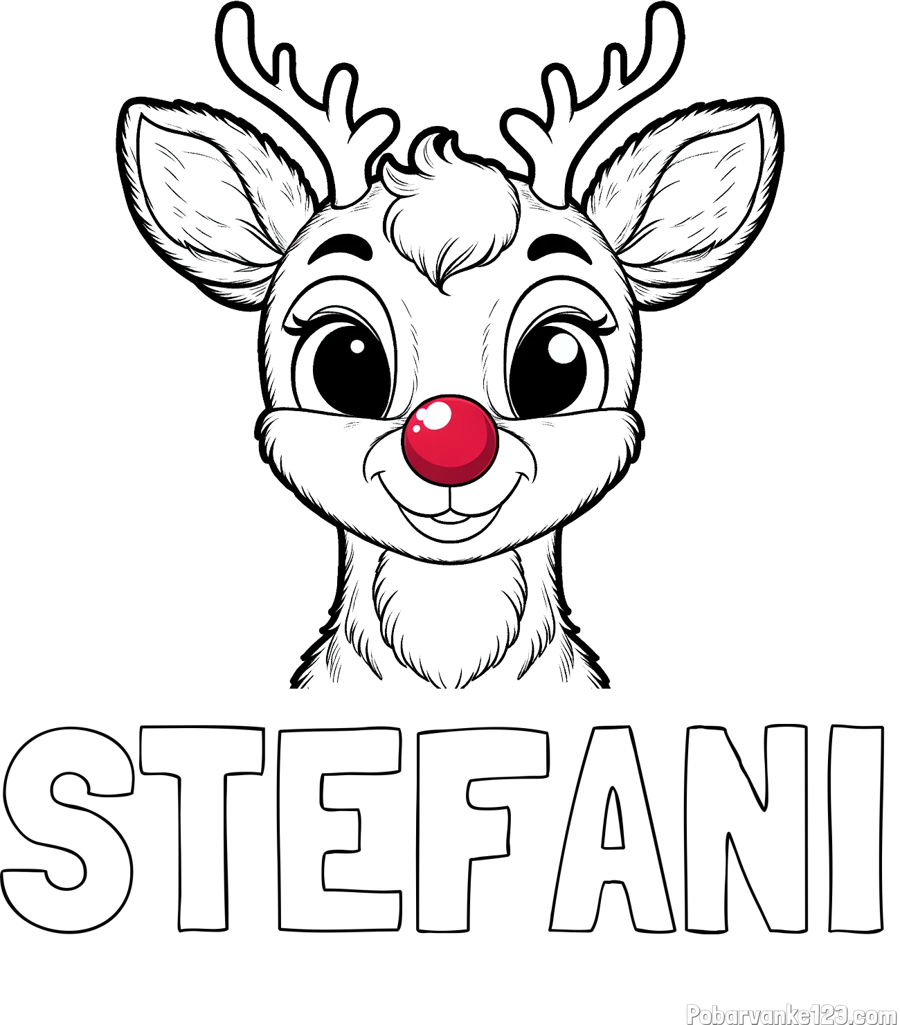 Pobarvanka imena STEFANI in otroška pobarvanka simpatičnega jelenčka Rudolfa