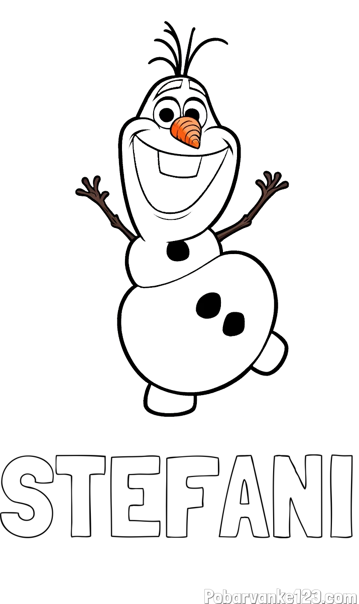 Pobarvanka imena STEFANI in pobarvanka ljubkega snežaka Olaf