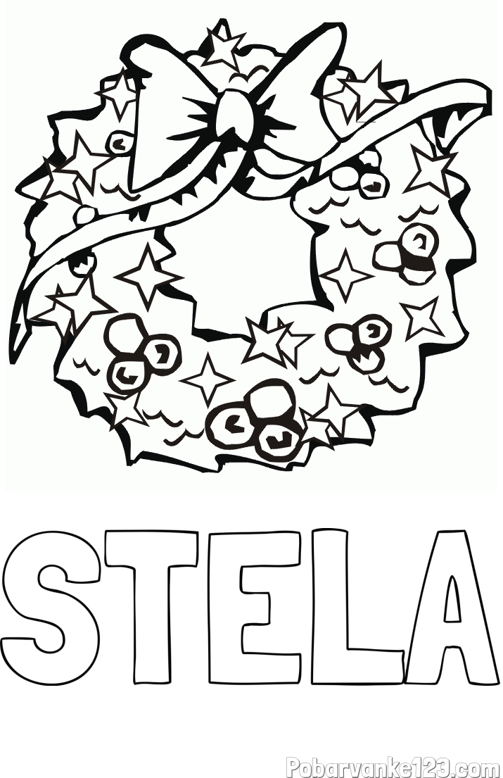 Pobarvanka imena STELA in pobarvanka lepega adventnega venčka