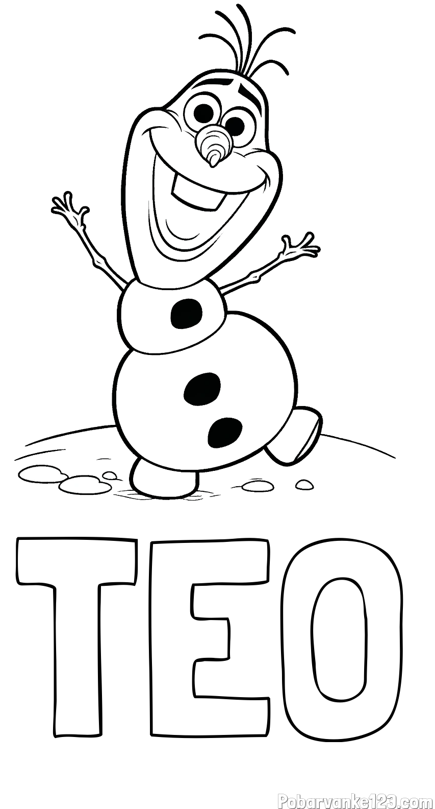 Pobarvanka imena TEO in pobarvaka lubkega snežaka Olaf