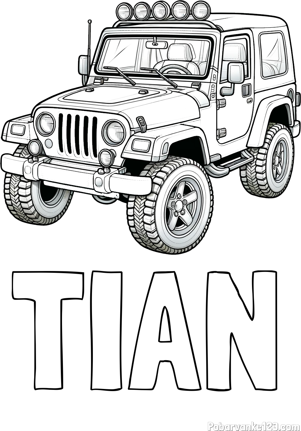 Pobarvanka imena TIAN in pobarvanka džipa