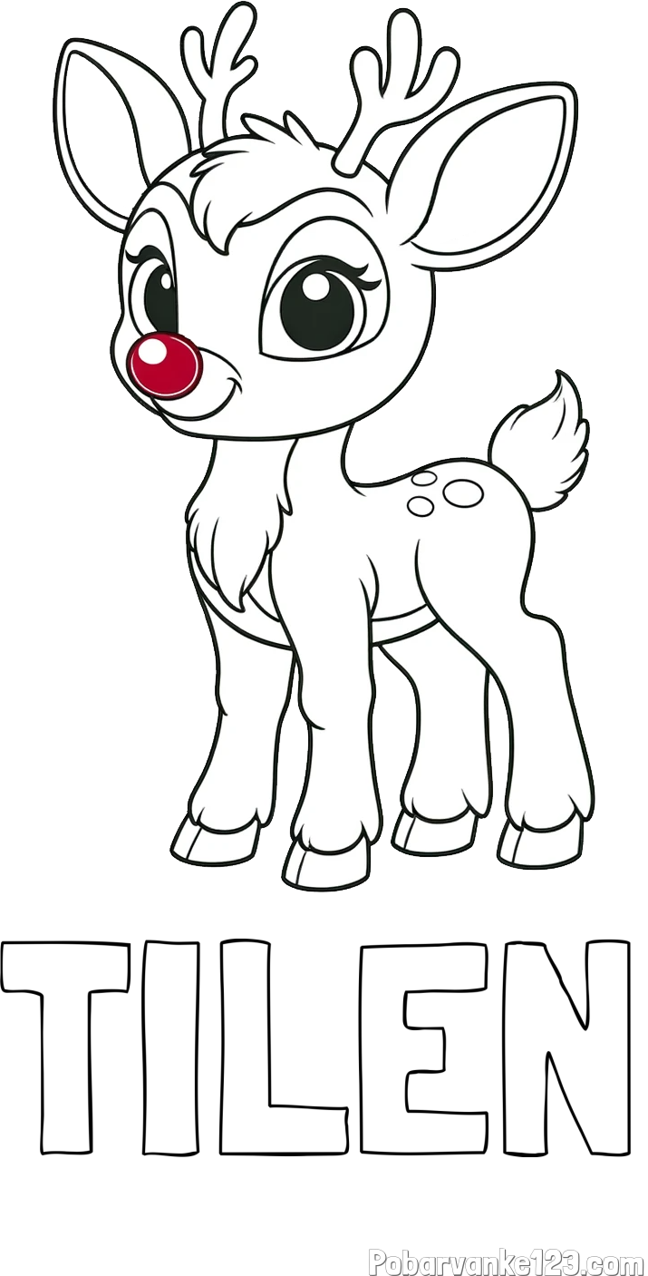 Pobarvanka imena TILEN in pobarvanka nasmejanega jelenčka Rudolfa