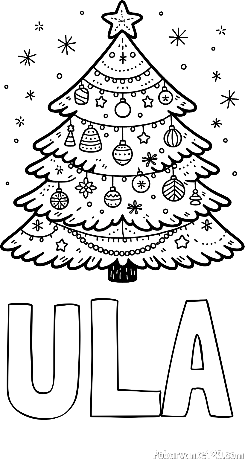 Pobarvanka imena ULA in pobarvanka novoletne jelke