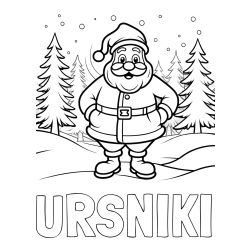 Online izdelana pobarvanka - Pobarvanka imena URŠNIKI in pobarvanka Božička v gozdu