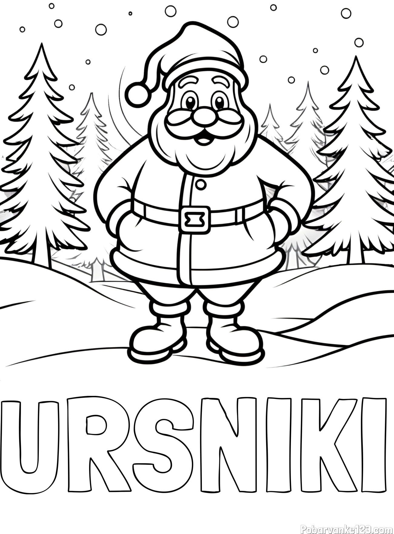 Pobarvanka imena URŠNIKI in pobarvanka Božička v gozdu