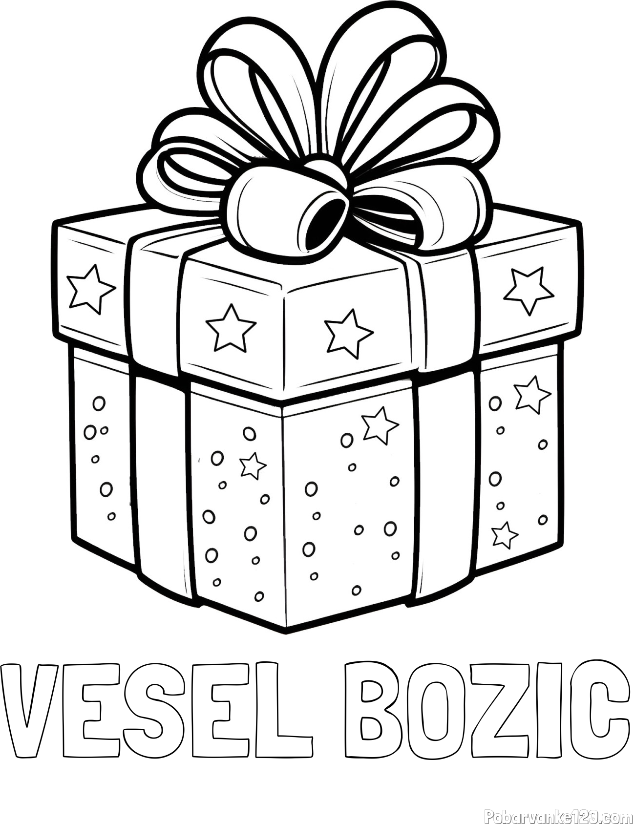 Pobarvanka imena VESEL BOZIC in pobarvanka božičnega darila