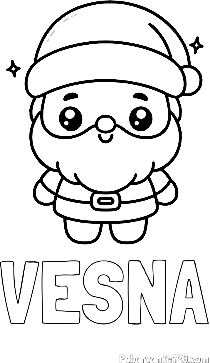Pobarvanka imena VESNA in enostavna otroška pobarvanka Božička