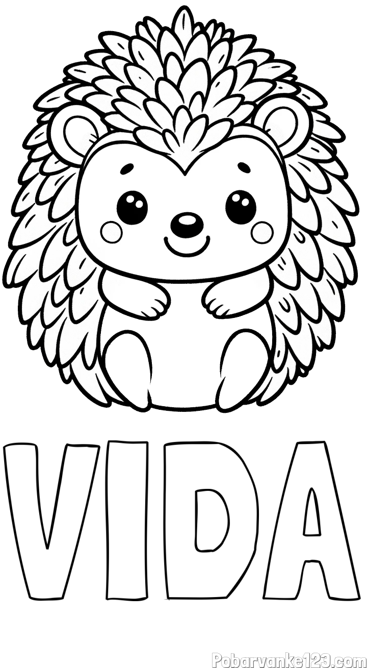 Pobarvanka imena VIDA in pobarvanka prikupnega ježa