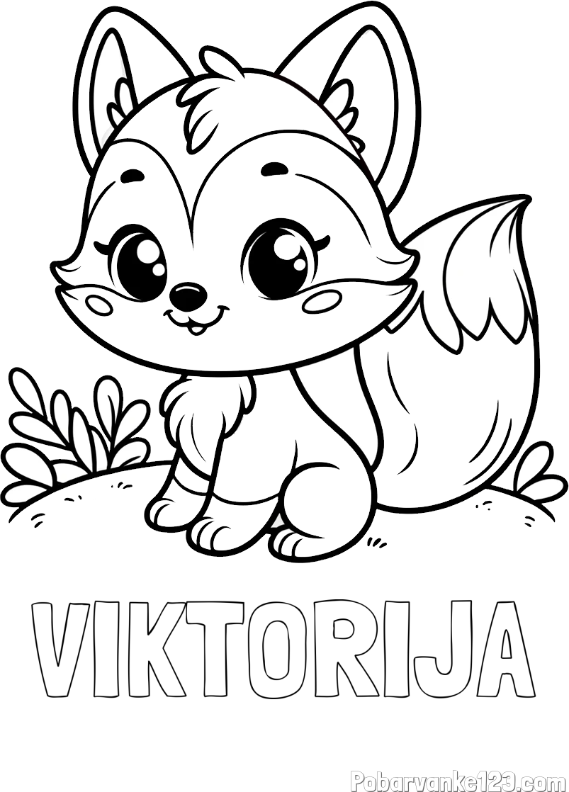 Pobarvanka imena VIKTORIJA in pobarvanka lisičke