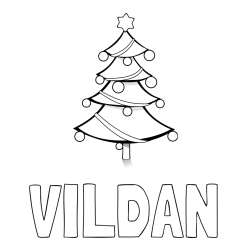 Online izdelana pobarvanka - Pobarvanka imena VILDAN in božična smreka