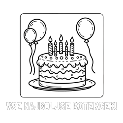 Online izdelana pobarvanka - Pobarvanka imena VSE NAJBOLJŠE BOTERČEK! in pobarvanka torte za 5. rojstni dan