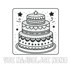 Online izdelana pobarvanka - Pobarvanka imena VSE NAJBOLJŠE NONO in pobarvanka slastne torte