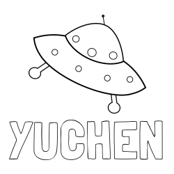 Online izdelana pobarvanka - Pobarvanka imena YUCHEN in otroška pobarvanka vesoljskega plovila