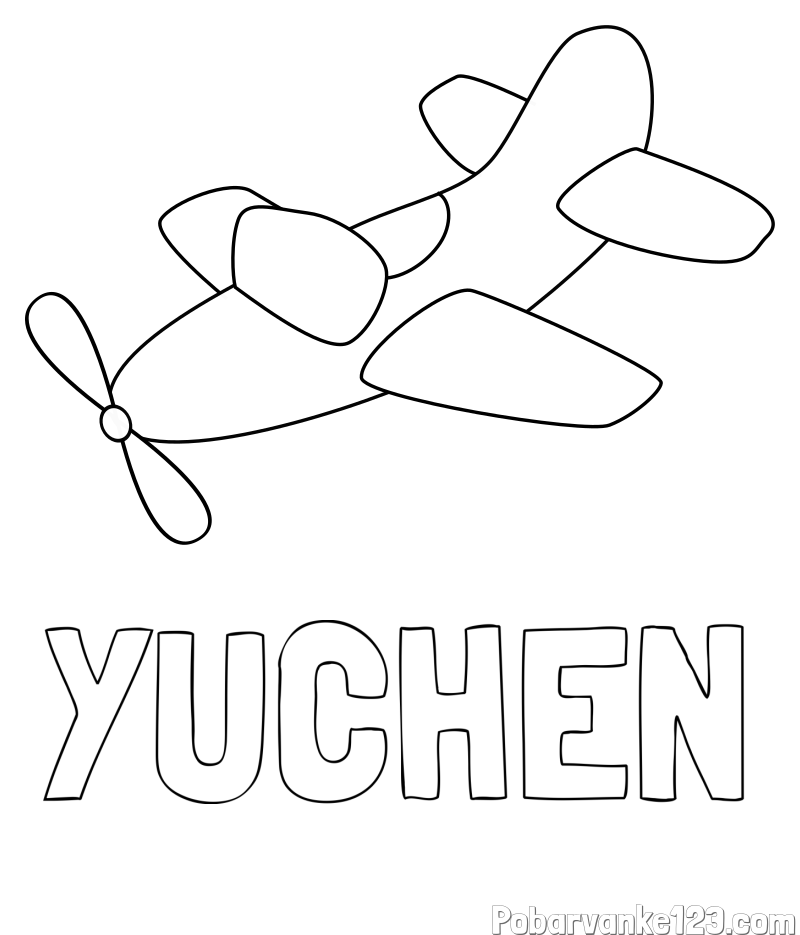 Pobarvanka imena YUCHEN in pobarvanka letala s propelerjem