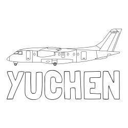 Online izdelana pobarvanka - Pobarvanka imena YUCHEN in pobarvanka potniškega aviona