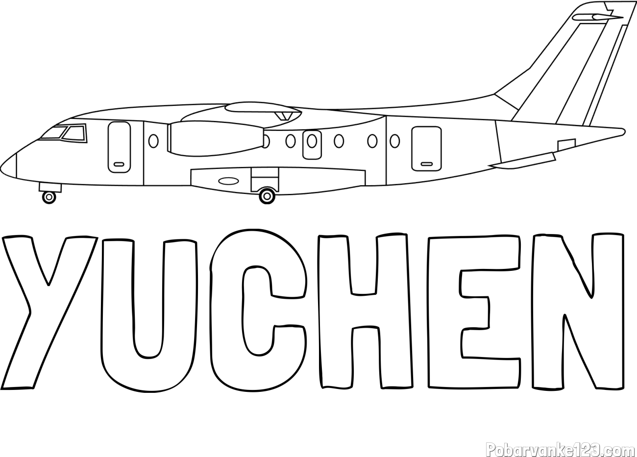 Pobarvanka imena YUCHEN in pobarvanka potniškega aviona