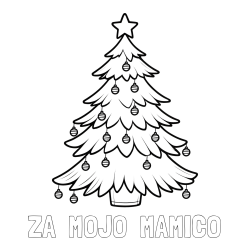 Online izdelana pobarvanka - Pobarvanka imena ZA  MOJO  MAMICO in pobarvanka božične jelke z božično zvezdico in bunkicami