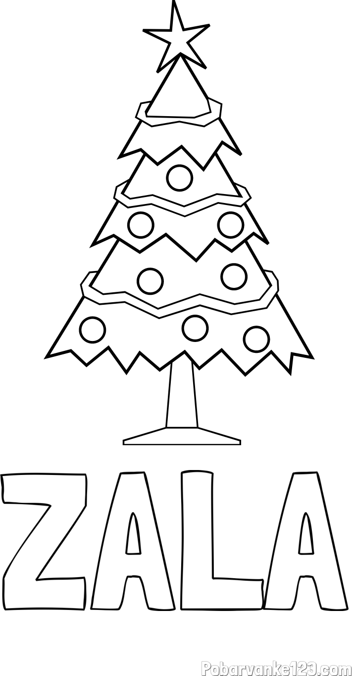 Pobarvanka imena ZALA in pobarvanka božične smrečice