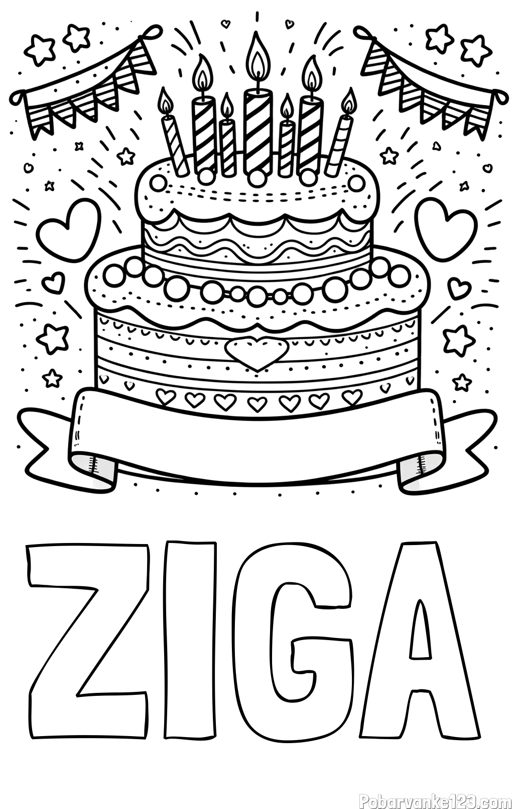 Pobarvanka imena ŽIGA in pobarvanka velike torte za rojstni dan