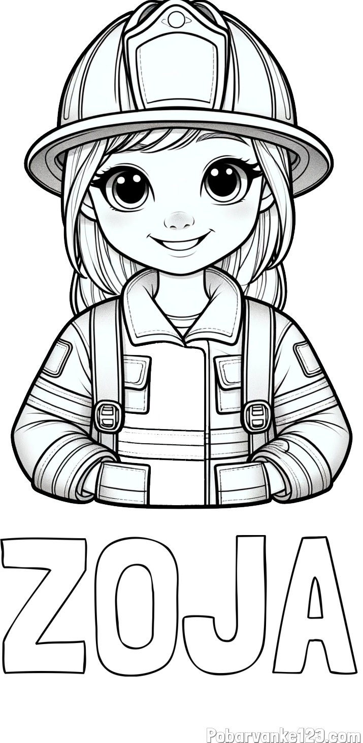 Pobarvanka imena ZOJA in pobarvanka ljubke gasilke