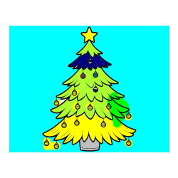 Pobarvana pobarvanka - Pobarvanka božične jelke z božično zvezdico in bunkicami