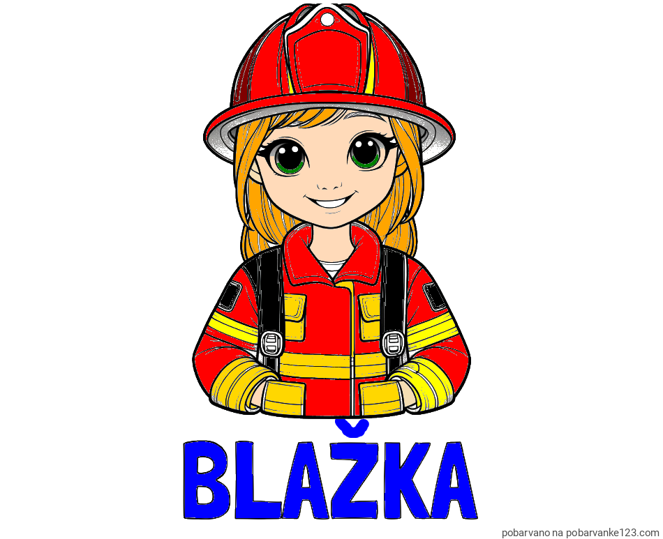 POBARVANA POBARVANKA - Pobarvanka imena BLAŽKA in pobarvanka ljubke gasilke