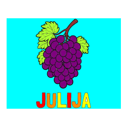 Pobarvana pobarvanka - Pobarvanka imena JULIJA in pobarvanka velikega grozdja