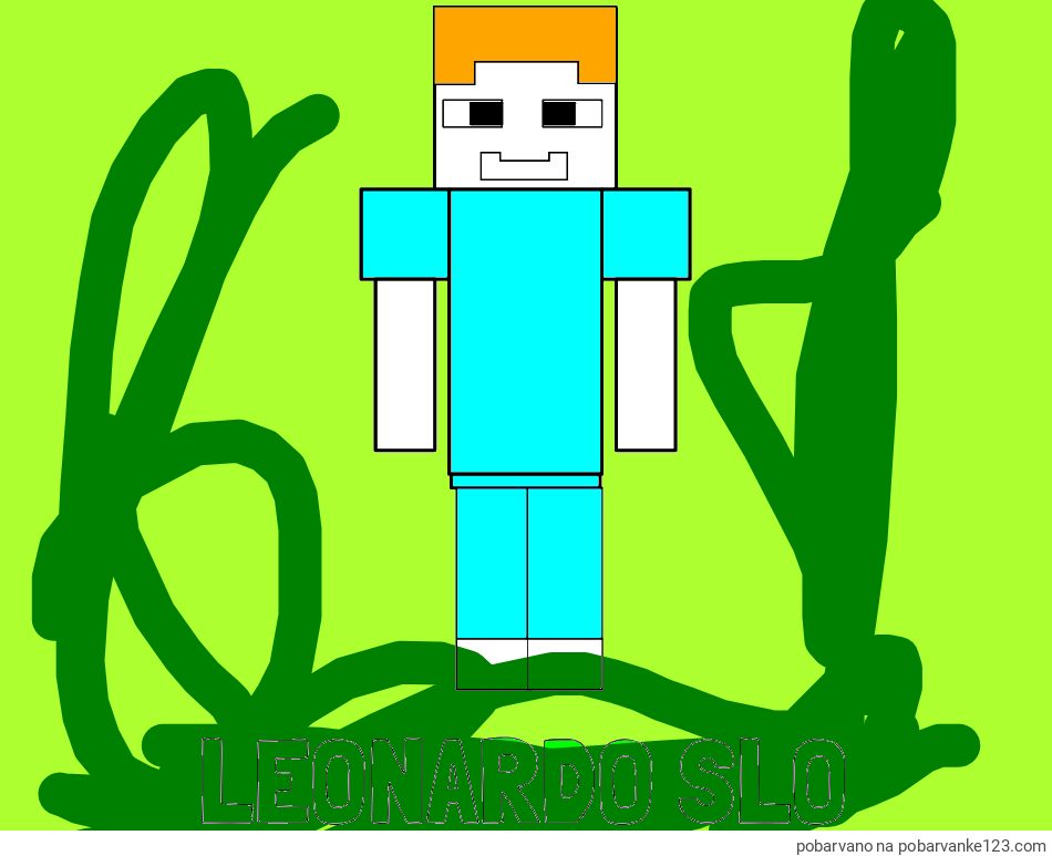 POBARVANA POBARVANKA - Pobarvanka imena LEONARDO SLO in pobarvanka Minecraft glavnega junaka