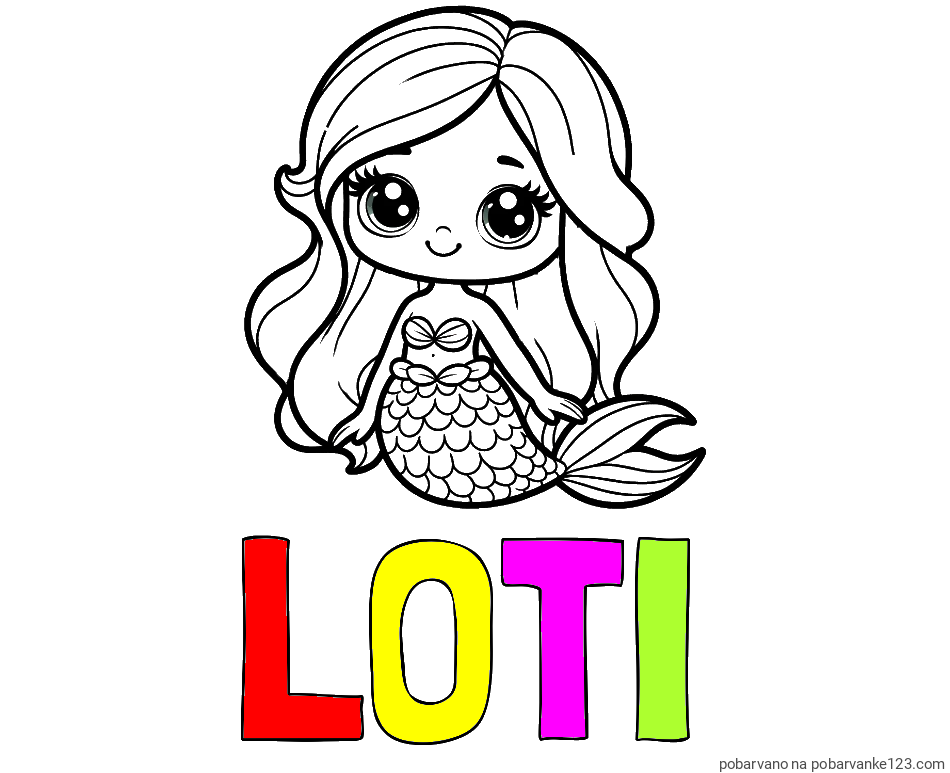 POBARVANA POBARVANKA - Pobarvanka imena LOTI in pobarvanka prikupne morske deklice